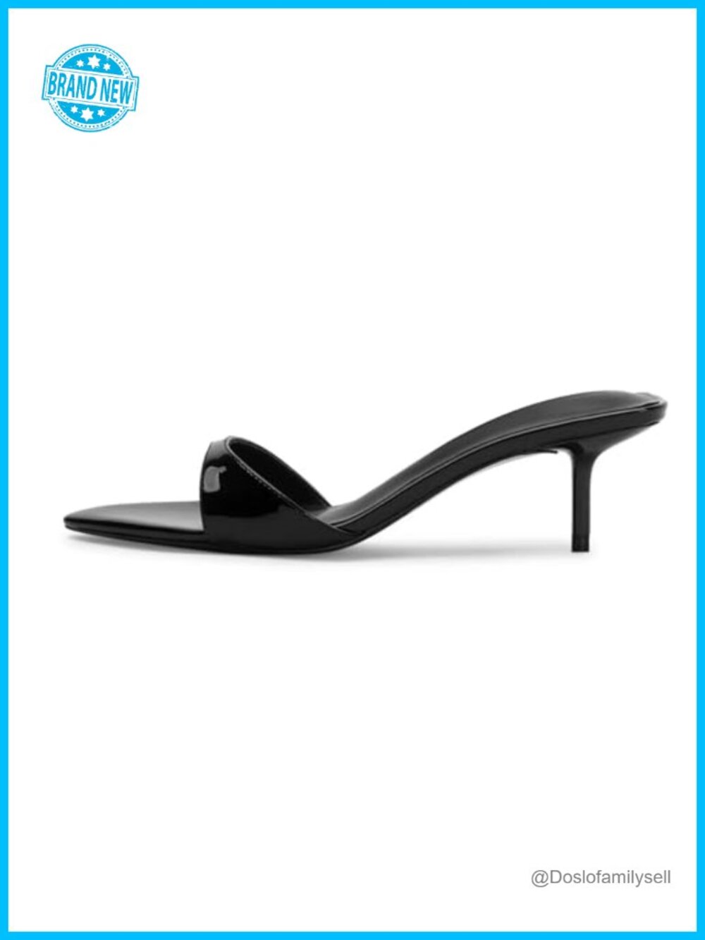 Kitten Heel Pointed Toe Slip On Mule Sandals PU Rubber Sole Dress Shoes